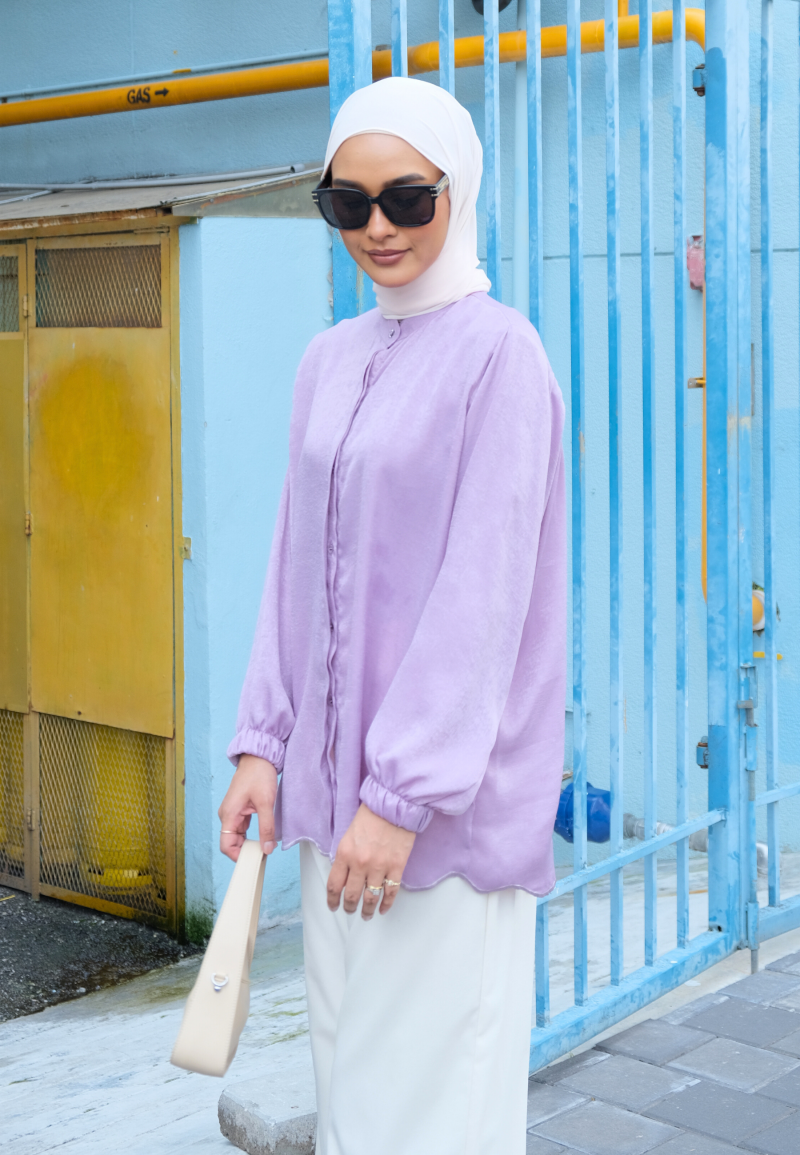 LYDIA BLOUSE IN SHEER LILAC