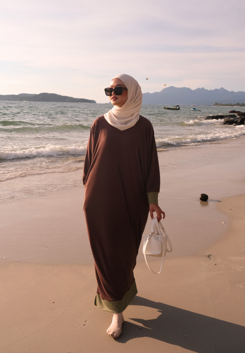 RISHA LONG DRESS IN CHOC MATCHA